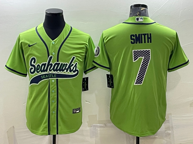 Men's Seattle Seahawks Geno Smith #7 Green Jersey Joint Edition